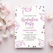 Modern Elegant Roze en Zilver Graduation Party Kaart
