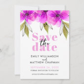 Modern Elegant Roze Floral Save The Date (Voorkant)