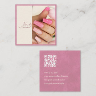 Modern Elegant Roze Fluweel Vierkante Visitekaartje