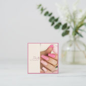 Modern Elegant Roze Fluweel Vierkante Visitekaartje (Staand voorkant)