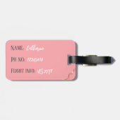 Modern & Elegant roze gepersonaliseerd Bagagelabel (Achterkant horizontaal)