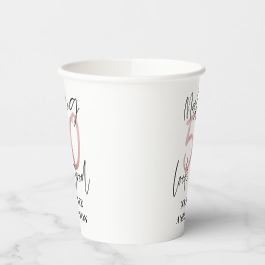 modern elegant roze girly 50ste verjaardag papieren bekers (Links)