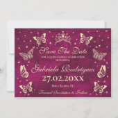 Modern elegant roze goud 15 jaar oud Quinceañera Save The Date (Voorkant)