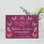 Modern elegant roze goud 15 jaar oud Quinceañera Save The Date (Staand voorkant)