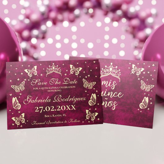 Modern elegant roze goud 15 jaar oud Quinceañera Save The Date