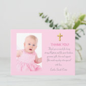 Modern Elegant Roze Goud Kruis Meisje Dop Bedankkaart (Staand voorkant)