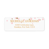 Modern Elegant Roze Gouden Glitter Confetti Etiket (Voorkant)