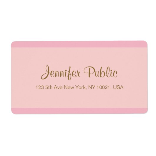 Modern Elegant Roze Gouden Script Trendy Sjabloon Etiket (Voorkant)