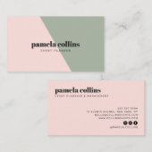 Modern elegant roze groen minimalistisch kleurenbl visitekaartje (Voorkant / Achterkant)