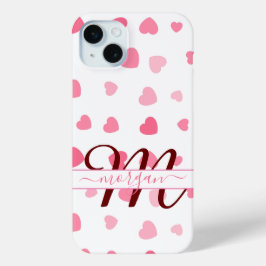 Modern Elegant Roze Hart Custom Monogram Hoesje