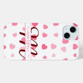 Modern Elegant Roze Hart Custom Monogram Hoesje (Achterkant (horizontaal))