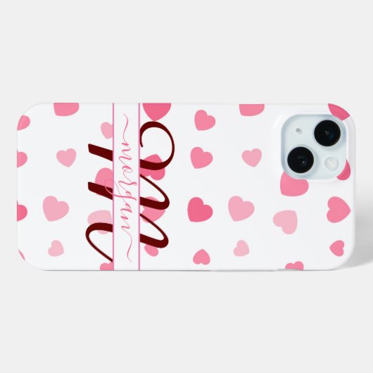 Modern Elegant Roze Hart Custom Monogram Hoesje (Achterkant (horizontaal))