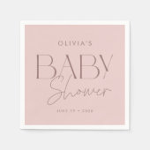 Modern Elegant Roze Manuscript Baby shower Servet (Voorkant)