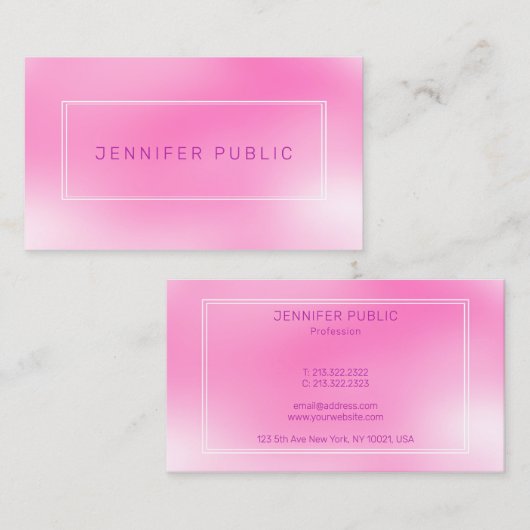 Modern Elegant Roze Paarse Creatief Ontwerp Trendy Visitekaartje (Voorkant / Achterkant)