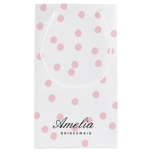 Modern Elegant Roze Polka Dot Bruidsmeisje Klein Cadeauzakje (Achterkant)