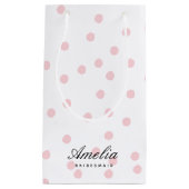 Modern Elegant Roze Polka Dot Bruidsmeisje Klein Cadeauzakje (Voorkant)