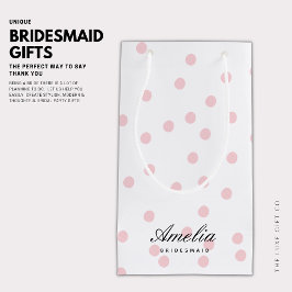 Modern Elegant Roze Polka Dot Bruidsmeisje Klein Cadeauzakje