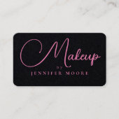Modern elegant roze Premium Black Makeup script Visitekaartje (Voorkant)