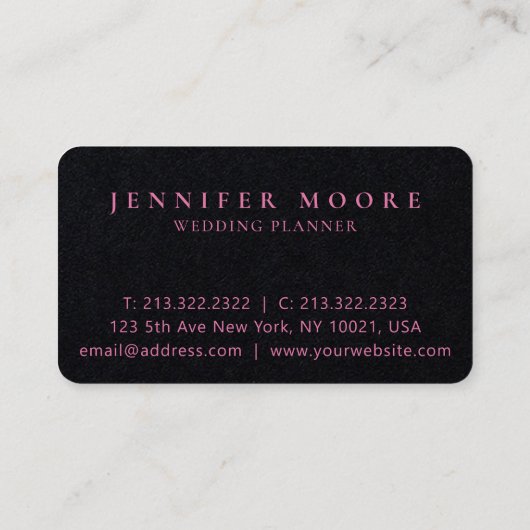 Modern elegant roze Premium Black Makeup script Visitekaartje (Achterkant)