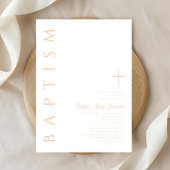 Modern Elegant Roze Religieus Kruis Meisje Doop Kaart