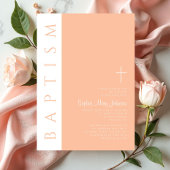 Modern Elegant Roze Religieus Meisje Dopen Kaart