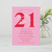 Modern Elegant Roze Rood 21ste Verjaardagsfeest Kaart (Staand voorkant)