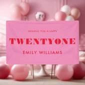 Modern Elegant Roze Rood Vet 21e Verjaardag Spandoek