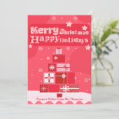Modern Elegant Roze Rood Vrolijk Kerstfeest Feestdagenkaart (Staand voorkant)