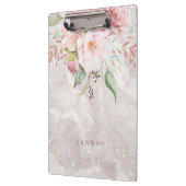 Modern Elegant Roze Roze Pioen Bloemen Marmer Klembord (Links)