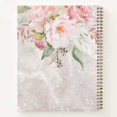 Modern Elegant Roze Roze Pioen Bloemen Marmer Notitieboek (Achterkant)