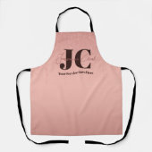 Modern Elegant Roze Salon Monogram Schort (Voorkant)