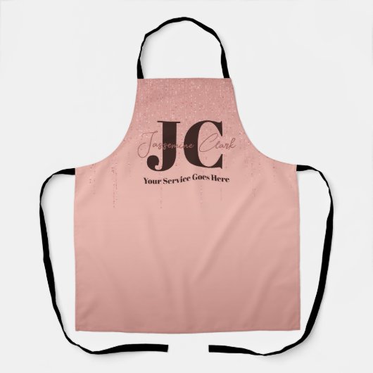 Modern Elegant Roze Salon Monogram Schort (Voorkant)