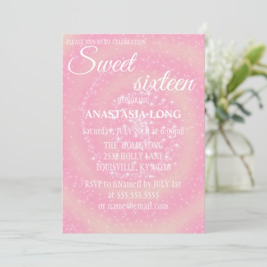 Modern, elegant roze save the date (Staand voorkant)