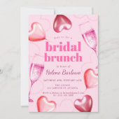 Modern Elegant Roze Schattige Meisje Bridal Brunch Kaart (Voorkant)