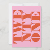 Modern Elegant Roze Sinaasappel Bold 21st Verjaard Kaart (Achterkant)