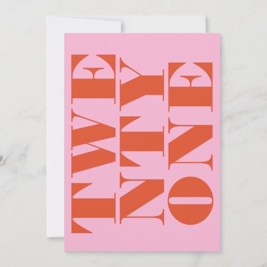 Modern Elegant Roze Sinaasappel Bold 21st Verjaard Kaart (Achterkant)