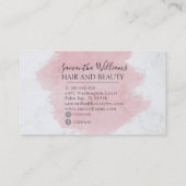 Modern Elegant Roze Waterverf Marmer Visitekaartje (Achterkant)