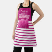 Modern Elegant Roze Wit Bloemen Nagelsalon Schort (Insitu)