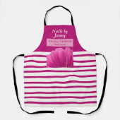 Modern Elegant Roze Wit Bloemen Nagelsalon Schort (Voorkant)