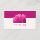 Modern Elegant Roze Wit Bloemen Nagelsalon Visitekaartje (Voorkant)