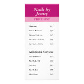 Modern Elegant Roze Wit Bloemen Nail prijslijst Reclamekaart (Achterkant)