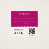 Modern Elegant Roze Wit Bloemen Nail Salon Gift Vierkante Visitekaartjes (Achterkant)