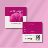 Modern Elegant Roze Wit Bloemen Nail Salon Gift Vierkante Visitekaartjes