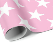Modern Elegant Roze Wit Sterren Gift Leuk Ontwerp Cadeaupapier (Rol Hoek)
