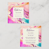 Modern elegant roze zwirl Professional Vierkante Visitekaartje (Voorkant / Achterkant)