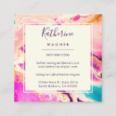 Modern elegant roze zwirl Professional Vierkante Visitekaartje (Achterkant)