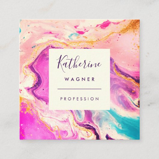 Modern elegant roze zwirl Professional Vierkante Visitekaartje (Voorkant)