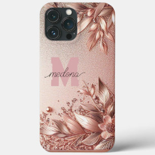 Modern elegant rozen goud met bloemencurve11 Case-Mate iPhone case