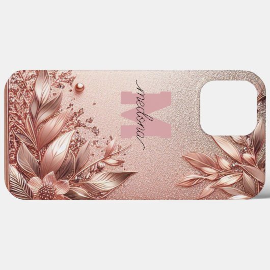 Modern elegant rozen goud met bloemencurve11 Case-Mate iPhone case (Achterkant (horizontaal))
