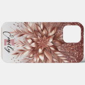 Modern elegant rozen goud met bloemencurve12 Case-Mate iPhone case (Achterkant (horizontaal))